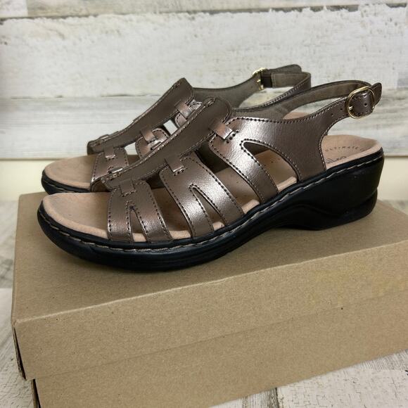 Clarks womens 8.5 LexiMarigold bronze slingback slip on sandal leather open toe - Picture 1 of 8